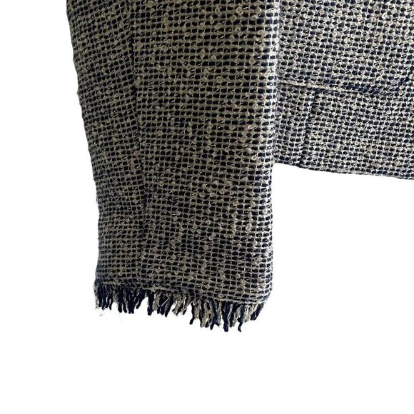 BANANA REPUBLIC Blue White Tweed Open Front Blazer Jacket Scalloped Edges 6 - Picture 5 of 7